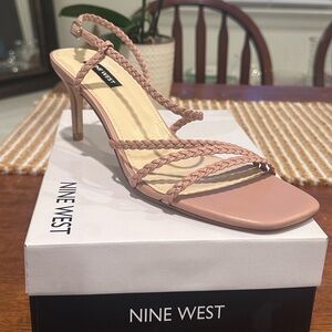 NINE WEST Heel Sandal - US Women’s Size 9.5 - Light Pink - Braided Strap